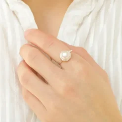 Perle ring i sølv