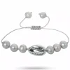 Perle shell musling armbånd i silke snor 17 cm plus 5 cm x 10 mm