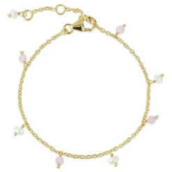 Pink kvarts armbånd i forgyldt sølv x