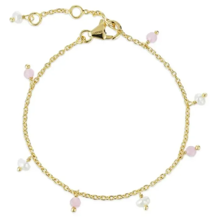 Pink kvarts armbånd i forgyldt sølv x