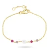 Pink onyks armbånd i forgyldt sølv 16 + 3 cm x 4,4 mm