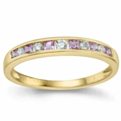 Pink safir brillantring i 14 karat guld 0,109 ct 0,18 ct 0,06 ct
