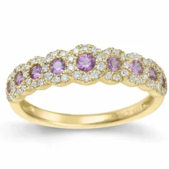 Pink safir diamantring i 14 karat guld 0,468 ct 0,232 ct