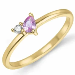 Pink safir diamantring i 14 karat guld 0,04 ct 0,22 ct