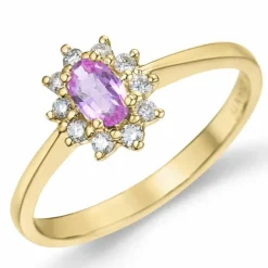 Pink safir rosetring i 14 karat guld 0,35 ct 0,11 ct