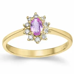 Pink safir rosetring i 14 karat guld 0,35 ct 0,11 ct