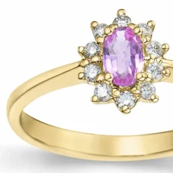 Pink safir rosetring i 14 karat guld 0,35 ct 0,11 ct