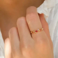 Pink zirkon ring i forgyldt sølv - Bubbly Twist