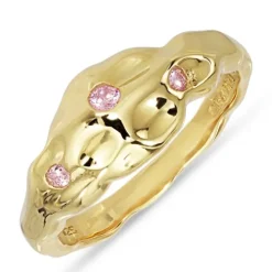 Pink zirkon ring i forgyldt sølv
