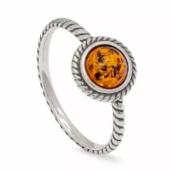 Rav ring i oxideret sterlingsølv
