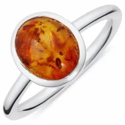 Rav ring i sølv