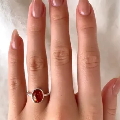 Rav ring i sølv