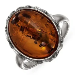 Rav ring i sølv