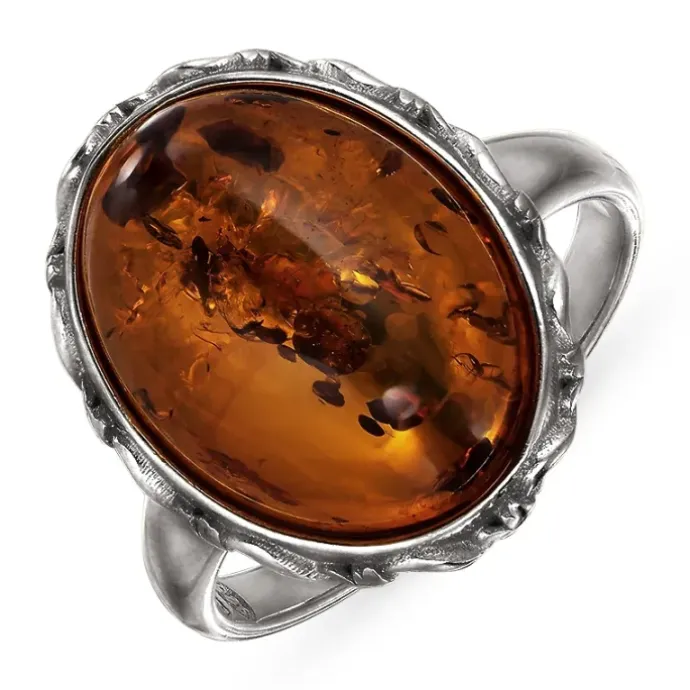 Rav ring i sølv