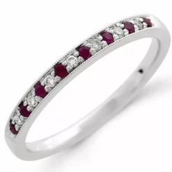 Rød rubin ring i 14 karat hvidguld 0,08 ct 0,17 ct
