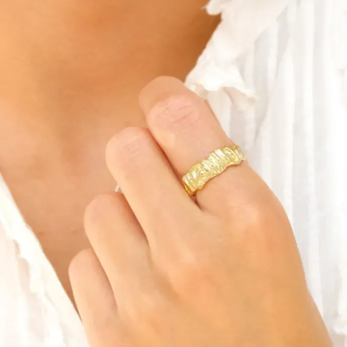 Ring i forgyldt messing