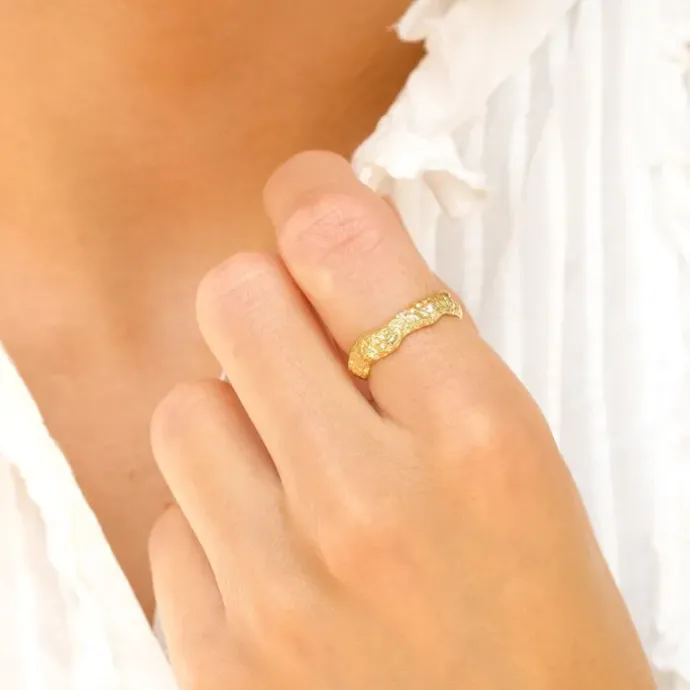 Ring i forgyldt messing