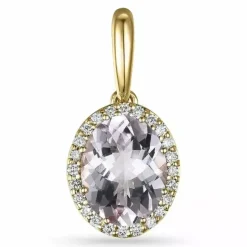Roset morganit diamantvedhæng i 14 karat guld 1,82 ct 0,12 ct