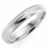 Ru og blank 4 mm vielsesring i 14 karat hvidguld