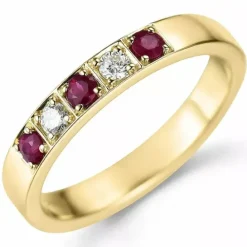 Rubin alliancering i 14 karat guld 0,10 ct 0,24 ct