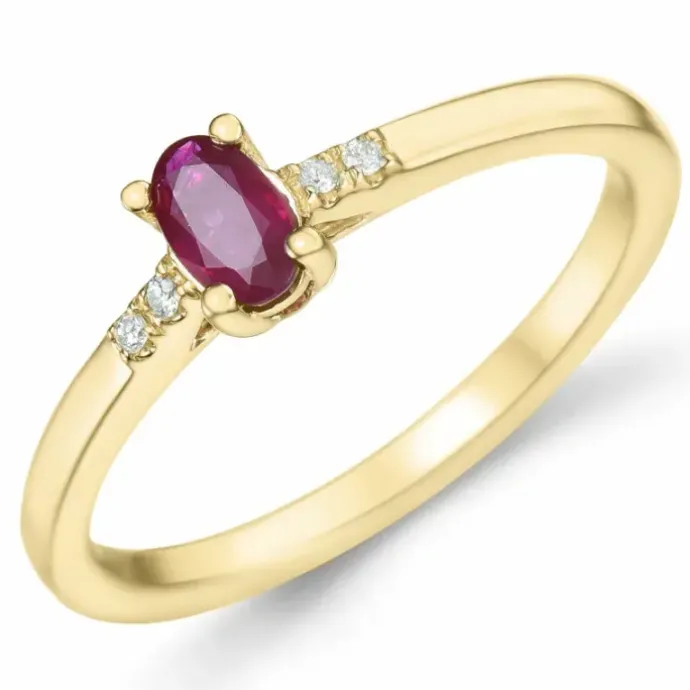 Rubin brillantring i 14 karat guld 0,35 ct 0,02 ct