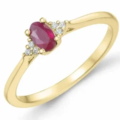Rubin diamantring i 14 karat guld 0,35 ct 0,03 ct