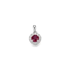 Rubin diamantvedhæng i 14 karat hvidguld 0,45 ct 0,12 ct
