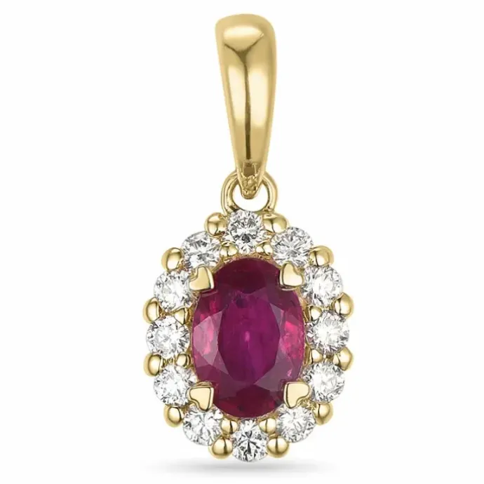Rubin rosetvedhæng i 14 karat guld 0,21 ct 0,63 ct