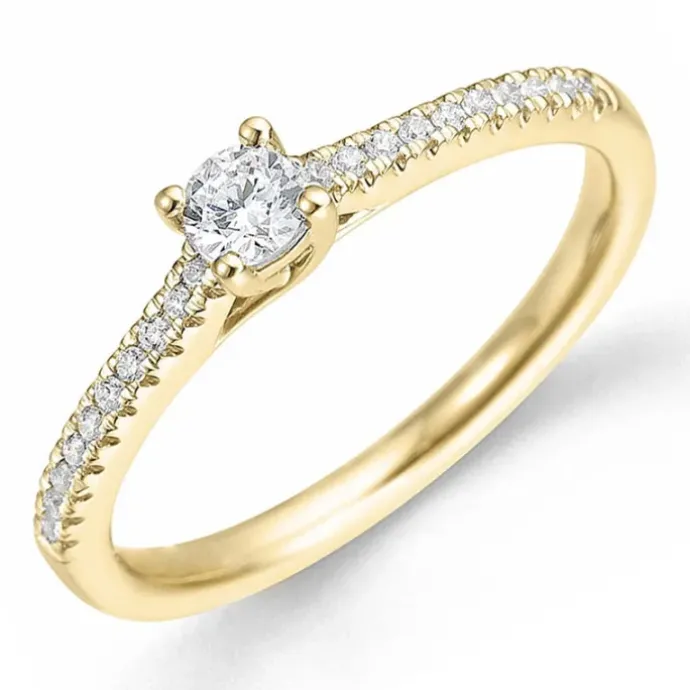 Rund diamant guld ring i 14 karat guld 0,15 ct 0,1 ct