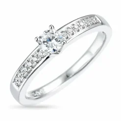 Rund diamant hvidguldsring i 14 karat hvidguld 0,32 ct 0,08 ct