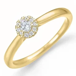Rund diamant ring i 14 karat guld 0,1 ct 0,06 ct