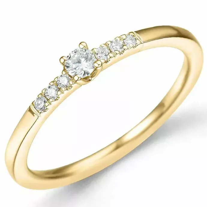 Rund diamantring i 14 karat guld 0,08 ct 0,06 ct