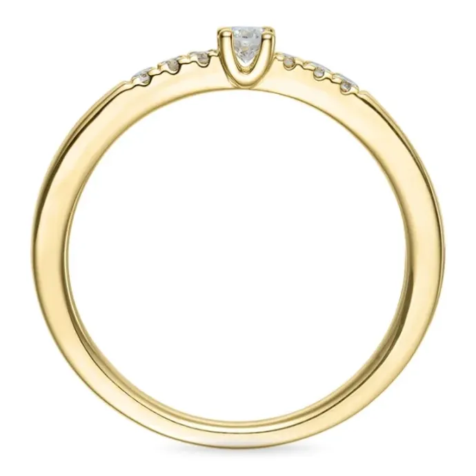 Rund diamantring i 14 karat guld 0,08 ct 0,06 ct