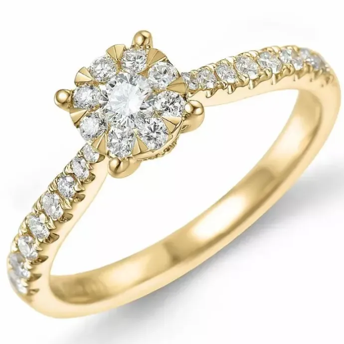 Rund diamantring i 14 karat guld 0,10 ct 0,36 ct