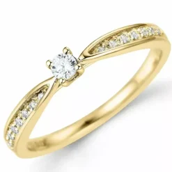 Rund diamantring i 14 karat guld 0,14 ct
