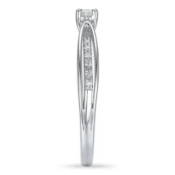 Rund diamantring i 14 karat hvidguld 0,14 ct