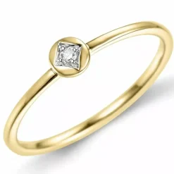 Rund diamantring i 9 karat guld.- og hvidguld 0,01 ct