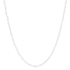 Rund hvid perle halskæde i sølv 40 cm plus 5 cm x 3,3 mm