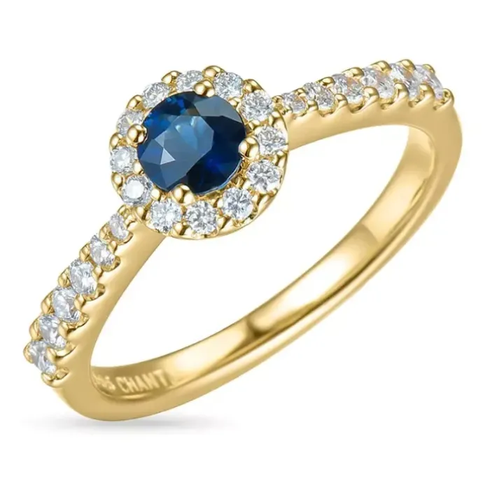 Rund safir rosetring i 14 karat guld 0,31 ct 0,45 ct