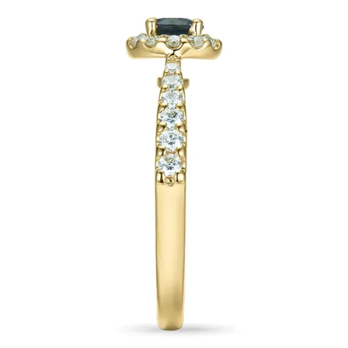 Rund safir rosetring i 14 karat guld 0,31 ct 0,45 ct