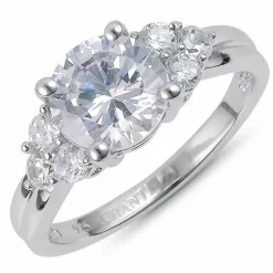 Rund zirkon ring i sølv