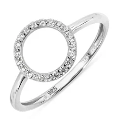 Rund zirkon ring i sølv