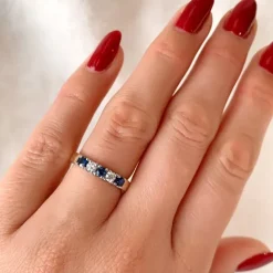 Safir alliancering i 14 karat guld.- og hvidguld 0,2 ct 0,4 ct