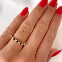 Safir brillantring i 14 karat guld 0,24 ct 0,45 ct