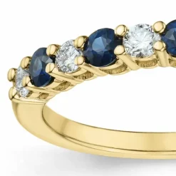 Safir brillantring i 14 karat guld 0,24 ct 0,45 ct