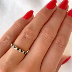 Safir diamantring i 14 karat guld 0,128 ct 0,513 ct