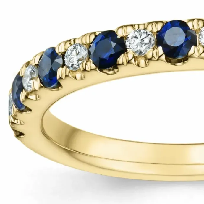 Safir diamantring i 14 karat guld 0,128 ct 0,513 ct