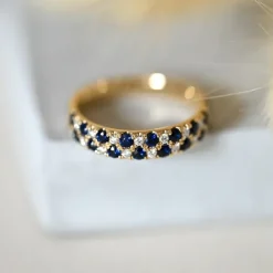 Safir diamantring i 14 karat guld 0,24 ct 0,96 ct