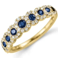 Safir diamantring i 14 karat guld 0,23 ct 0,46 ct