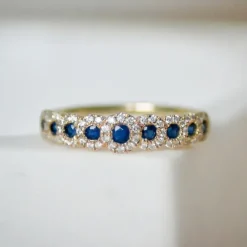 Safir diamantring i 14 karat guld 0,23 ct 0,46 ct